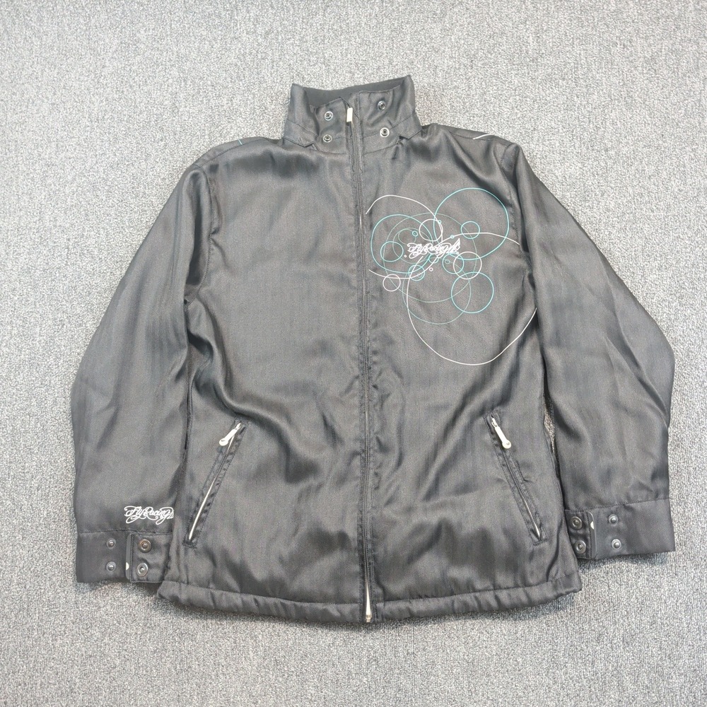 Fly Racing Y2K Moto Motorcycle Jacket LG Black Herringbone Bikercore Streetwear